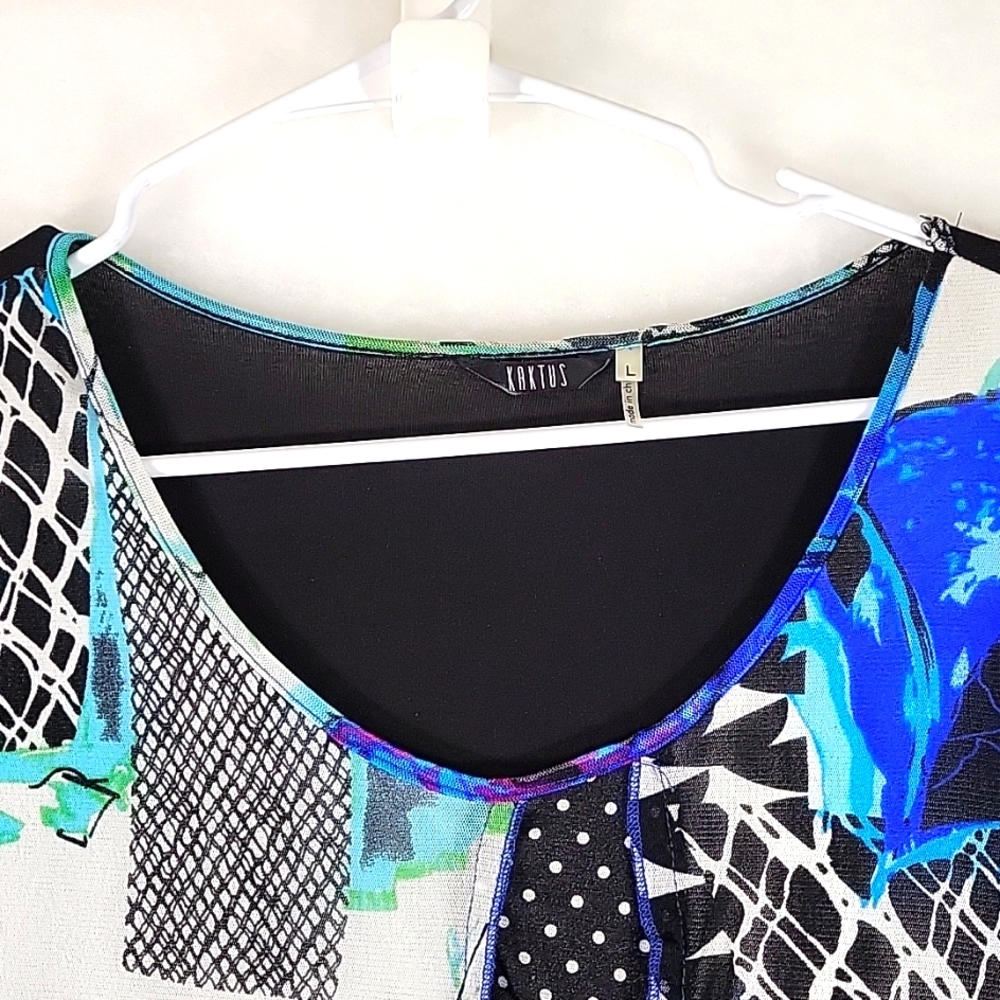 Kaktus Layered Patchwork Pullover Tunic Size L - image 3